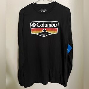 COLUMBIA SPORTSWEAR Classic Logo Long‎ Sleeve T Shirt Black Men's Size M *NWT*